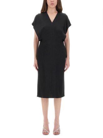 Stella McCartney Stella Mc Cartney Midi Kleid mit Fl&uuml;gel&auml;rmelen