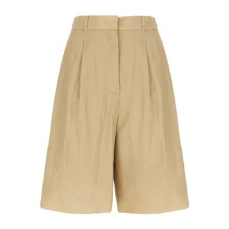Max Mara Linnen bermuda - Dames - Korte broeken - Beige - Maat: S Linnen