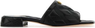 Valentino Garavani Black Leather Quiltie Sandals