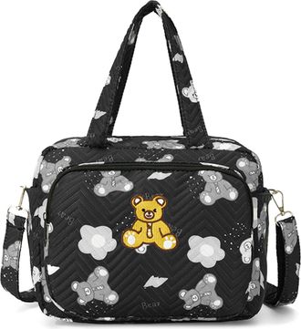 Generic Cute Small Diaper Bag for Mom - Little Bear Cute Pattern Portable Baby Nappy Bag with Adjustable Strap, Multi-Pockets for Travel, Stroller, Weekender 