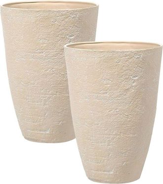 Beliani Set of 2 Plant Pots CAMIA 51 cm Beige