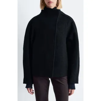 & Other Stories Asymmetric Oversize Wool Jacket in Black Dark at Nordstrom, Size X-Small