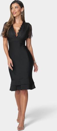 Bebe Lace Trim Bandage Bodycon Dress in Black at Nordstrom, Size X-Small