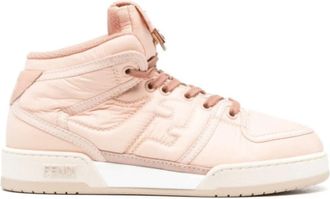 Fendi Embossed High-Top Sneakers - Dames - Sneakers - Roze - 39 1/2 EU - Leer - Schoenen