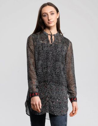 Great Plains Womens Great Plains Scatter Floral Neck Tie Womens Shirt - Multi - Size: 10/8