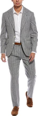 Brunello Cucinelli 2Pc Silk, Wool & Cashmere-Blend Suit With Pleated Pant
