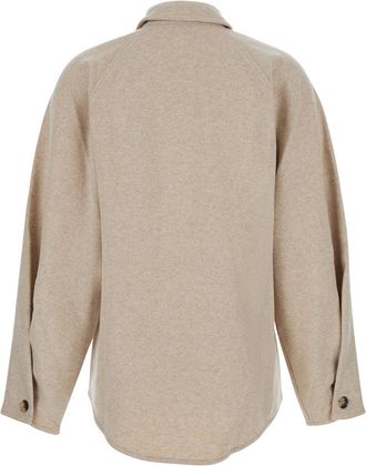 Max Mara Womens Beige Cashmere Cardigan With Classic Collar Elastane Tops Top