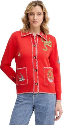 Never Fully Dressed Mystieke Geborduurde Vest - Dames - Vesten - Rood - XS - Polyester - Truien & Vesten