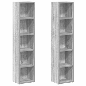 vidaXL Vidaxl - Estanter&iacute;a Para Cd 2 Uds Madera Gris Sonoma 21x16x93,5 Cm