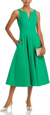 Aqua Paneled Midi Dress In Green