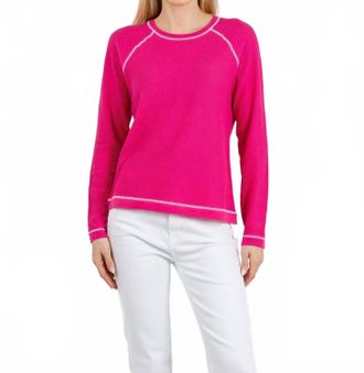 Elliott Lauren Waffle Stitch Raglan Sweater In Pink