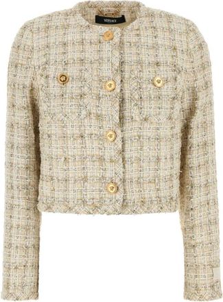 Versace Stijlvolle Multicolor Tweed Blazer - Dames - Blazers - Beige - M - Tweed - Jassen