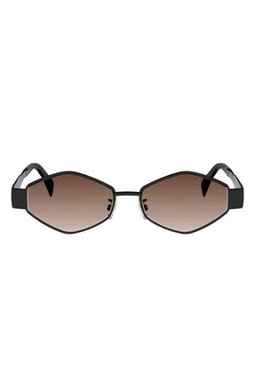 Celine Triomphe 54mm Geometric Sunglasses in Shiny Black /Gradient Brown at Nordstrom