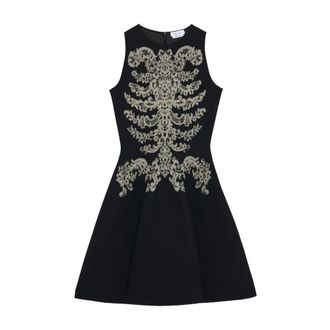 Alexander McQueen Lace Ribcage Jacquard Mini Dress - female - Alexander McQueen - Short Dresses - Black - XS - Dresses