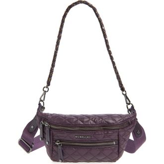 MZ Wallace Small Crosby Quilted Nylon Convertible Sling Bag in Raisin at Nordstrom