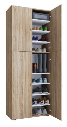 ebuy24 Gabinete De Zapato De Madera Vcm Dimensiones: An. 70 X Al. 184 X T. 40 Cm Gabinete Todo Uso 9 Compartimentos 4 Puertas Giratorias - Lona (sonoma Oak (