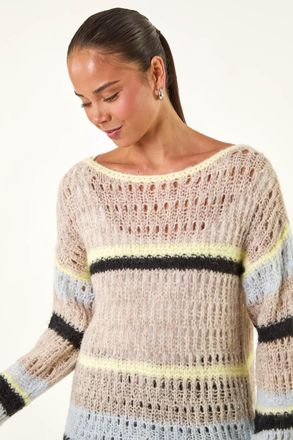 Roman Stripe Open Knitted Jumper