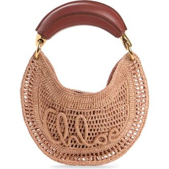 Chlo&eacute; Summer Banana Raffia Handheld Bag in Summery Beige at Nordstrom
