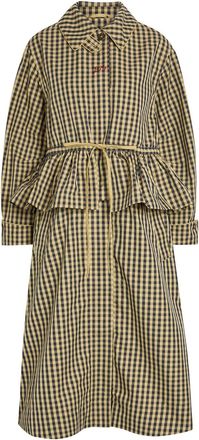 Damson Madder Myrtle Gingham Multi-way Cotton-blend Trench Coat - Navy - 16 (UK16 / XL)
