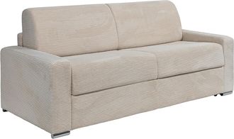 Vente-Unique Vente-unique - Divano Letto 4 Posti A Ribalta Posto Letto 160 Cm Materasso 14 Cm In Velluto Coste Beige - Calito