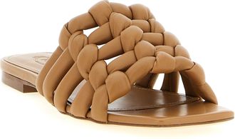 Tod's Womens Brown Lambskin Slides Shoe