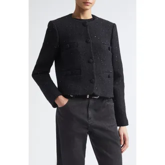 Eleventy Collarless Wool Blend Jacket in 22 Black at Nordstrom, Size 46