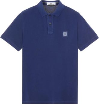 Stone Island Polo shirt van katoen-piqu&eacute; - Heren - Polos - Blauw - XL - Katoen - Tops