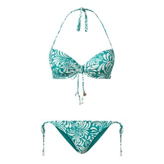 Twinset Push-up Bikini with Botanical Print - female - Twinset - Bikinis - Green - L - Swimwear