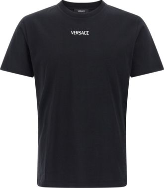 Versace Versace Logo T Shirt Nero-Uomo