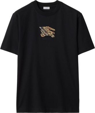 Burberry Black Crewneck Embroidered Logo T-Shirt
