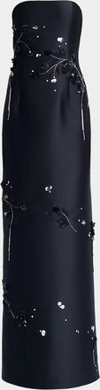 SIMKHAI Zirelle Embellished Satin Strapless Column Gown
