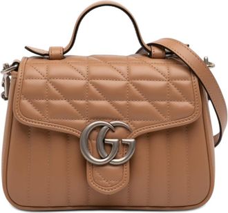 Gucci Pre-owned Gucci Mini GG Marmont Matelasse Calfskin Aria Top Handle Bag Ladies OR10PUPGG1CI50WJ