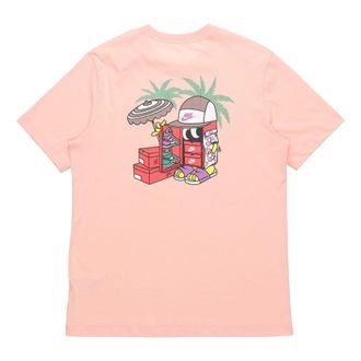 Nike Sportswear Shoe Cartoon Printing Sports Round Neck Short Sleeve Pink DD1261-800