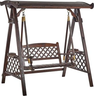 Beliani Patio Swing SENARICA Spruce Wood Dark Brown