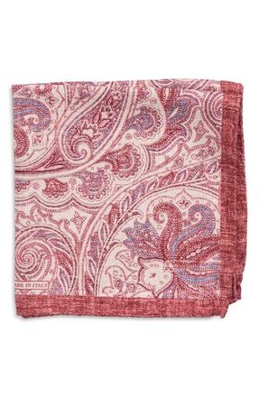 Nordstrom Paisley Silk Pocket Square in Red at Nordstrom