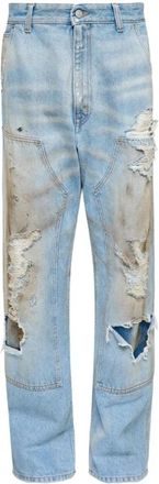 Maison Margiela Heldere Blauwe Ripped Jeans - Dames - Regular Fit Jeans - Blauw - W27 - Jeans