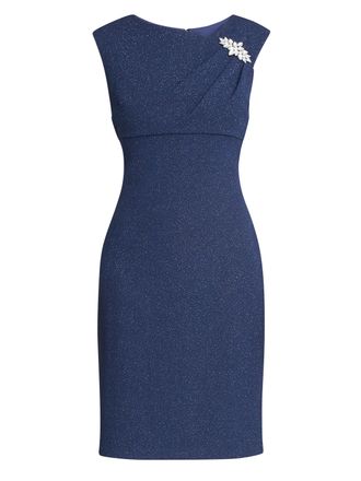 Gina Bacconi Womens Erith Dress With Embellished Trim - Navy - Size 22 UK