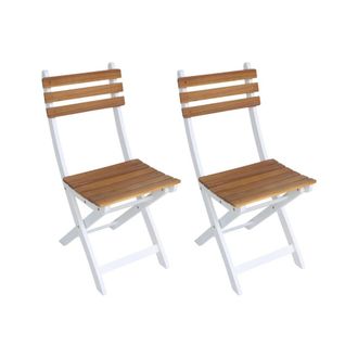Sweeek Silla de jard&iacute;n plegable de madera de acacia (lote de 2), blanco