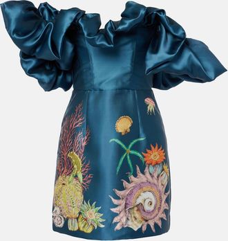 Alemais Alémais Abito corto Dorian con volant e stampa