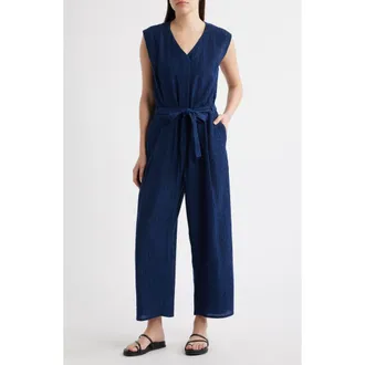 Eileen Fisher Crinkled Ankle Jumpsuit in Deep Dive at Nordstrom, Size X-Large