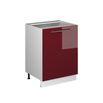 Vicco Mueble Bajo De Cocina Fame-line, Rojo Burdeos Alto Brillo/blanco, 60 Cm 1 Puerta Sin Encimera, Vicco