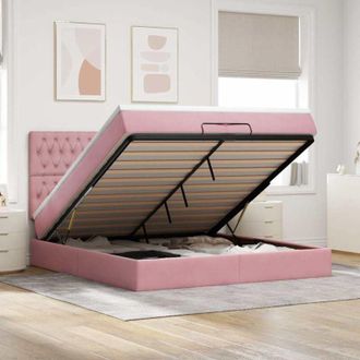 vidaXL Estructura De Cama Otomana Colchones Terciopelo Rosa 200x200cm Vidaxl