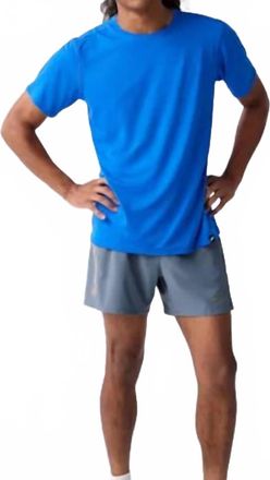 Brooks Luxe Short Sleeve Tee In Heather Neo Blue