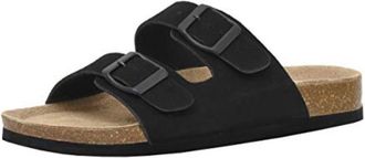 Cushionaire Cushionaire Lane Cork Footbed Sandals Womens Black Suede Slide HTAT1618