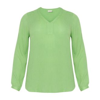 Kaffe Curve Lenteboeket Lange Mouw Blouse - Dames - Blouses & Shirts - Groen - Maat: XL