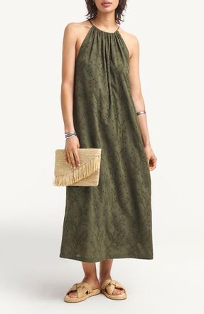 Vitamin A Alora Embroidered Organic Cotton Cover-Up Maxi Dress in Olive at Nordstrom, Size X-Small