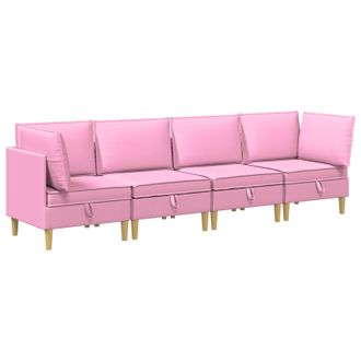 vidaXL Juego De Sof&aacute; Modular Con Almacenamiento 4 Pcs Rosa Tela Vidaxl