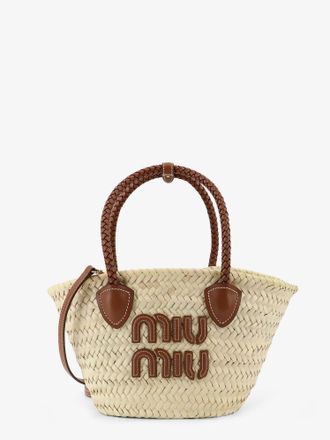 Miu Miu Borsa a mano in palmito con logo lettering in rilievo - MIU MIU - gender_Woman
