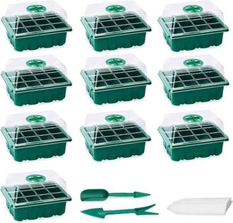 OEM Plateau De D&eacute;marrage De Graines - Avec D&ocirc;me Transparent Et Base DHumidit&eacute; - Ventilation R&eacute;glable - 10 Pi&egrave;ces