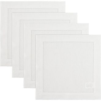 Solino Home Linen Square Placemats - Classic Hemstitch in White at Nordstrom, Size Small
